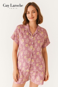 ชุดนอน EXTRA SIZE  แบรนด์ GUY LAROCHE เสื้อ+กางเกงขาสั้น ผ้าคอตตอน พิมพ์ลายดอกไม้ GN1W26 รอบอก 48 สะ