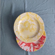 01431 Ceramic Salad Plate with Flower Motif Ceramic Plate/ Ceramic Salad Plate/ Salad Plate/ Round S