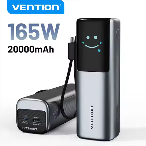 Vention 165W Power Bank 20000mAh PD 3.0 100W Max Portable PowerBank for Laptop PD Fast Charging for 