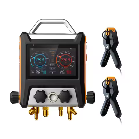 Elitech MS-4000 Smart HVAC Digital Manifold Gauge 4-Way Air Conditioning Fitting with Micron Gauge T