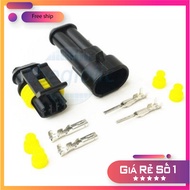 [3 Pieces]- 2-Pin Car Connector Set with Wire Stapler IP68 Waterproof Chip World
