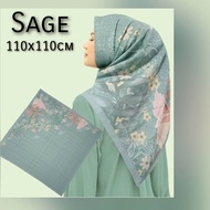 Hijab Segiempat Motif MAYSARAH SERIES Warna DENIM HIJAU SAGE PINK