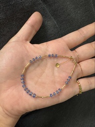 18k金天然無燒藍寶石矢車菊色手鏈