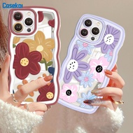 CaseKoi Casing hp Realme Note 50 5 Pro 5i 5S 6i 10 9i 8i 6 7 8 Pro  C30 C55 C30s C31 C33 C35 C20 C21Y C25Y C11 2021 C15 C25 C17 C12 C3 C2 Narzo 50A Prime Bunga Merah Dan Ungu Wavy Edge Shocproof Transparent TPU Soft Phone Case