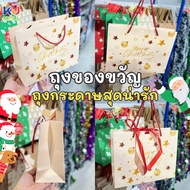 (Sold In Dozens) Christmas Paper Bags There Are Many To Choose From! Plus Ribbon 24.5x19.5 Cm. Th