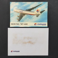 1990s Old Postcard Malaysia Airlines Boeing 747-400-Postcard and Envelope &  Malaysia Airlines Note 