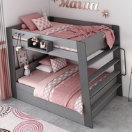 (Pre sale){Sg Sales} Double Decker Bed Frame Double Bed Loft BedBed High Low Height-Adjustable Bed Multi-Functional Boys and Girls Adult Bunk Bed Multi-functional Kids Bed Frame Wi