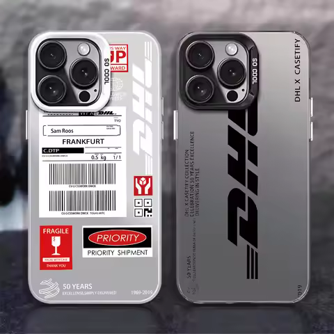 Brand D-DHL phone case FUNDA for iPhone 12 11 13 14 15 16 Max Pro Plus Mini Electroplated Silver lMD