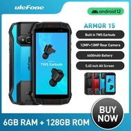 Ulefone Armor 15 Rugged Waterproof  Phone 128GB NFC Android 12 Built-in TWS Earbuds 6600mAh 2.4G/5G