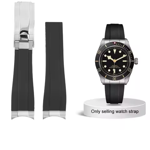 20mm 21mm 22mm Metal Curved End port Rubber Strap For Tudor Biwan Black Bay M79230R M79363N series H