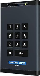 SecureData SecureDrive Duo 1TB Hardware Encrypted USB 3.0 Ext Drive FIPS 140-2 Level 3 Unlock via Ke