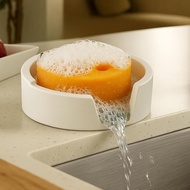 Smiley Face Sponge Holder for Scrub Daddy Kitchen Sink with Suction Cups, Large Soap Dish & Sink Cad