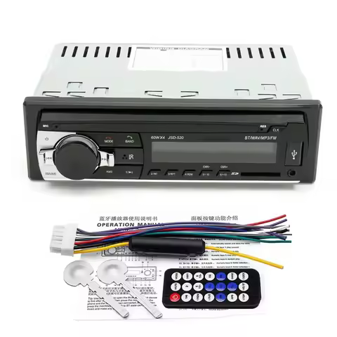 24v Car Stereo Audio bluetooth 1 din Car MP3 Multimedia Player USB MP3 FM Radio Player JSD-520 with