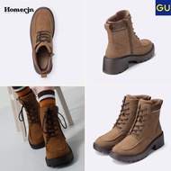 Available XL - GU - Odd Color - Women's Lace-up Wedge Boots with Zipper