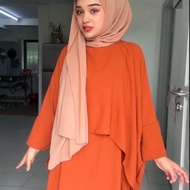 New Set ELLY Blouse & Singlet Suit | Ironless Cey Plain Set Wanita | Flowy Muslimah Fashion