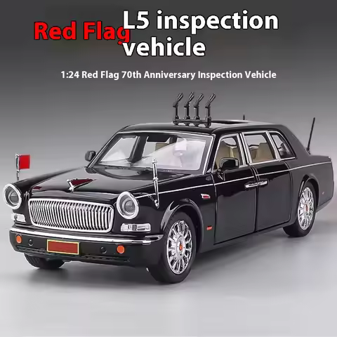 1:24 HONGQI L5 Alloy Limousine Luxy Car Diecast Model 70th Anniversary Parade Car Decorative Trendy 