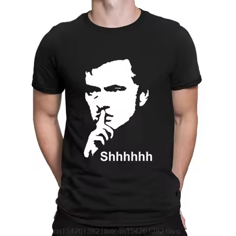 Jose Mourinho Shhhh T-shirt Summer Fashion High Quality Funny Printing Casual 100%Cotton Crew-Neckon