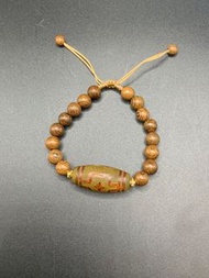 「開光加持」 100%天然瑪瑙青稞火供十字佛天珠佩雞翅木手串  (來自西藏)