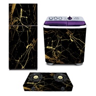 HITAM MESIN 1-door Refrigerator Sticker Package/2-Door Refrigerator/ Stove/Washing Machine/Ricecooker Marble Black Gold 2
