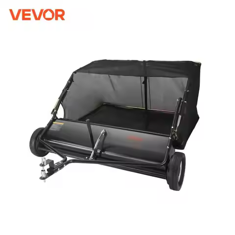 VEVOR Tow Behind Lawn 21/26/44/50in Sweeper Large Capacity Heavy Duty Leaf & Grass Collector with Ad