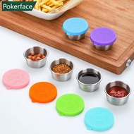 POKERFACE 50/70ml 304 Stainless Steel Salad Container Small Condiment Container with Lids Leakproof 