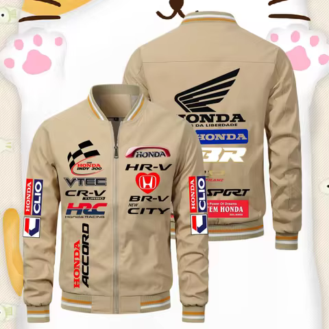 Honda Men's Motorcycle Jacket Windproof HRC Red Wing Logo Team Sportwear Motard Vest with Honda Embl