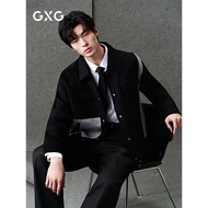GXG Men's Clothing Contrast Color Plaid Patchwork Wool Blend Short Coat Jacket Coat Winter 25