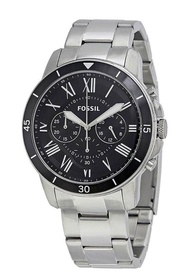 Fossil Mens Grant Black Dial Chronograph Stainless Steel Watch FS5236