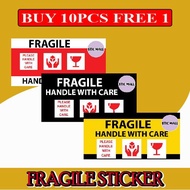 🔥 [READY STOCK] (16CM X 8CM) STICKER FRAGILE CUSTOM MELINTANG 🔥 [BUY 10 + 1 ❗❗❗ ] STICKER FRAGILE CU