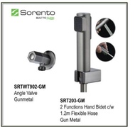 Sorento SRTWT902-GM Angle Valve GunMetal + SRT203-GM 2 Functions Hand Bidet c/w 1.2m Flexible Hose