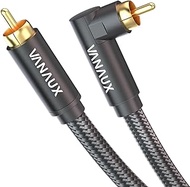 VANAUX 90 Degree Subwoofer Cable 26FEET/8M,Shielded RCA Audio Cable 24K Gold-Plated Single RCA Male 