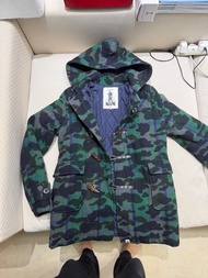 Vintage 已清洗 100%正版 絕版 BAPE S size 細碼 1ST CAMO 迷彩羊毛短版牛角扣大衣  大褸 A Bathing ape 猿人 1ST CAMO SHORT DUFFEL