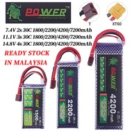 7.4V 2S 11.1V 3S 14.8V 4S 30C 1800mah 2200mah 4200mah 7200mah Lipo Rechargeable RC Tamiya Racing Car