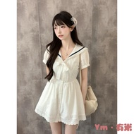 Ym _ [Summer Letter] 2025 Spring Summer Sweetheart Girl Style Slim-fit Slimmer Look Navy Collar Dres