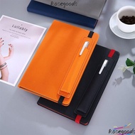 ROSEGOOD Agenda Book, with Pen Insert Hard Cover Strap Notebook, Minimalist PU Leather Daily Weekly 