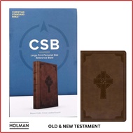 CSB Large Print Personal Size Reference Bible, Brown Celtic Cross LeatherTouch