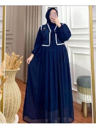 Gamis Larissa Terbaru Variasi Bordir Bahan Crinkle Airflow Lembut Tebal dan Adem Terbaru Paling Kere