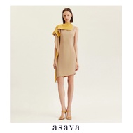 [asava aw24] Isha Asymmetric Dress เดรสผู้หญิง ทรงอสมมาตร แต่งดีเทลเดรปตกมุม แขนกุด แต่งตะเข็บด้านหน
