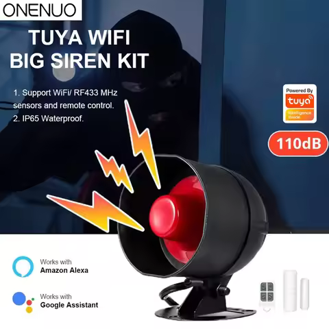 Tuya WiFi Siren Alarm System Wireless Loud Sound Alert Siren Kit Smart Life Siren Compatible With Al