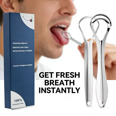 Stainless Steel Tongue Scraper for Adults, Reusable Oral Care Tool to Clean Tongue, Reduce Bad Breat