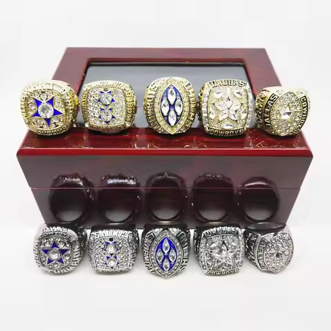Rugby Championship Ring 5-piece Set, Vintage Classic Collectibles, Fan Commemorative Gift