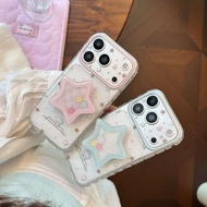 Phone Phone Case Suitable for iPhone 11 12 13 14 15 16 17 Pro max Plus Korean Pink Star Shock-resist