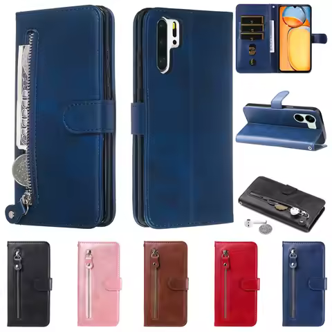 Luxury PU Leather Case on for Huawei P30 Pro P40 lite E P20 lite P40 Pro+ P 30 P30lite Zipper Card S