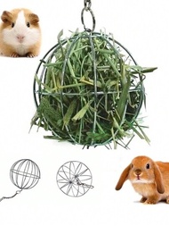 1入組寵物飼料器多功能草料食物球,不銹鋼電鍍草架球,適用於兔子、豚鼠、寵物倉鼠等小型寵物玩具供餵養用品