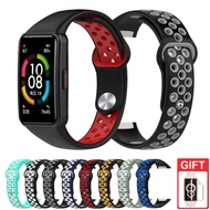 Silicone Band Breathable Replacement Two-Color Bracelet for Huawei Band 6 / Honor Band 7 6