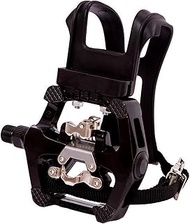 YBEKI SPD Pedals - Hybrid Pedal with Toe Clip and Straps, Suitable for Spin Bike, Indoor Exercise Bi