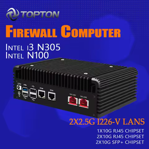 Micro Firewall Appliance 2 Intel I226-V 2.5GbE NIC +2x/1x 10G LANs SFP Fanless Mini Computer Intel N