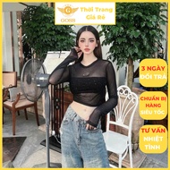 Women's Long Sleeve Short Round Neck T-shirt with Stone Pattern + Extremely Eye-catching Strapless T