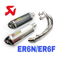 AKRAPOVIC Exhaust Kawasaki ER6N ER6F Full System Manifold Stainless Steel Motor Accessories Ekzos Mu