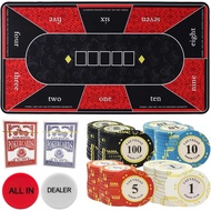 Poker mat with professional chips Poker set Poker chips ALL IN DEALER Playing cards Separate additio